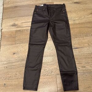 Gap mid rise brown coated jeans